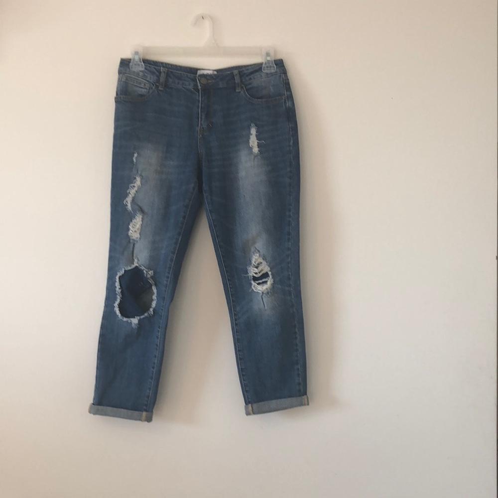 Medium Wash Ripped Mom Jeans